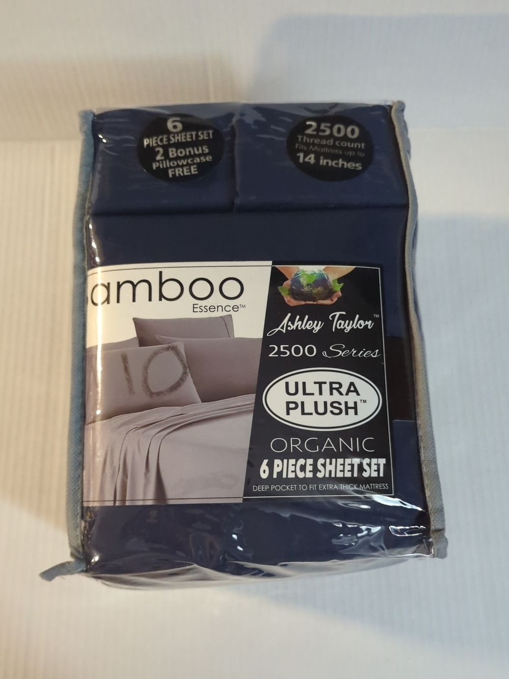 Ashley Taylor Ultra Plush Organic Bamboo 6-Piece Sheet Set - Navy